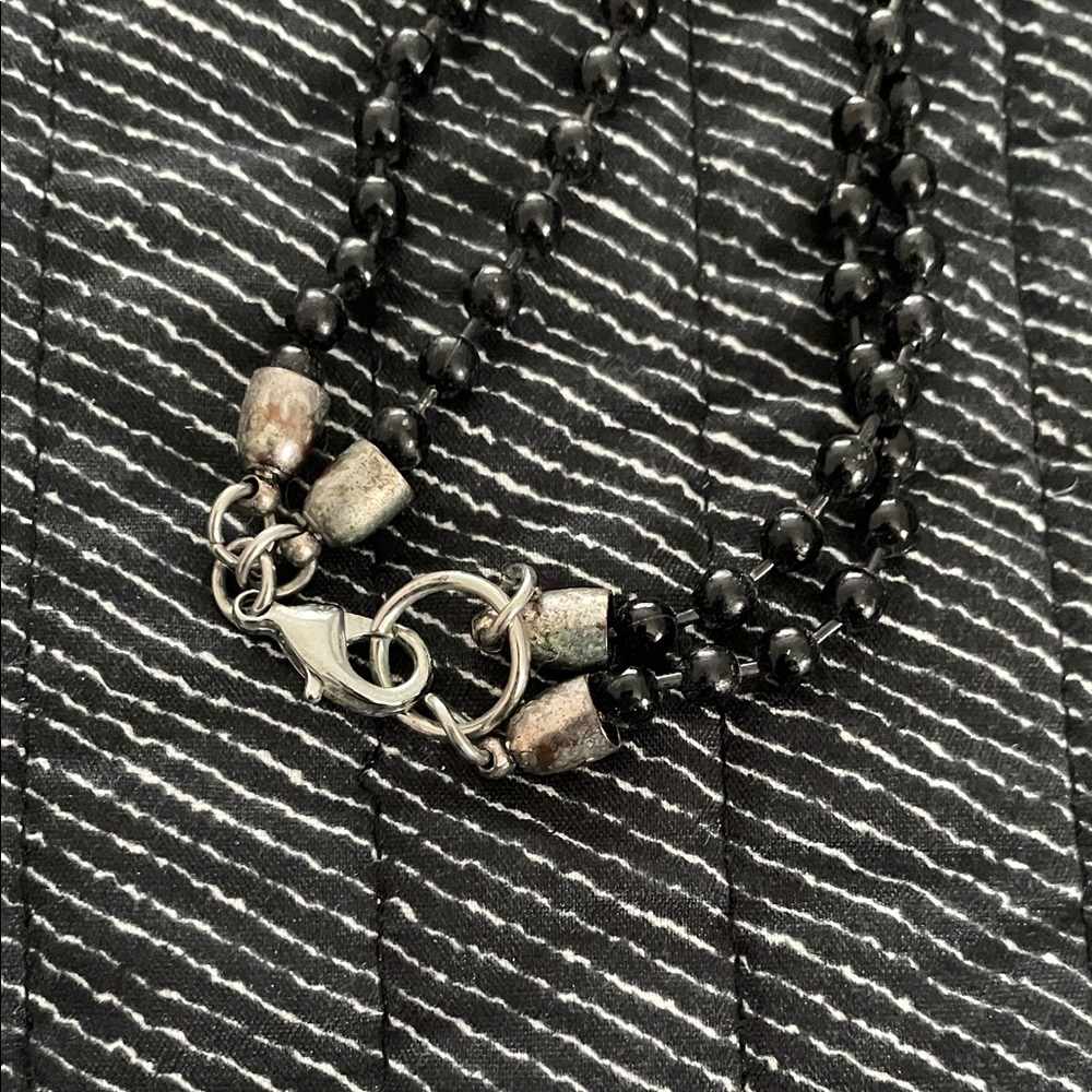 Black and White Spiral Dual Pendant Necklace - Picture 4 of 7